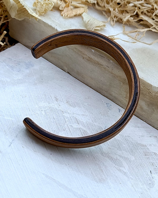 Wooden bented Bracel - The Mahogany & Ebony Sandwich Bangle
