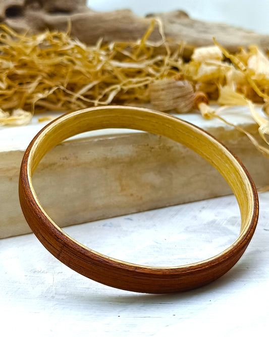 Wooden bented Bracel - The Teak & White Oak Bangle