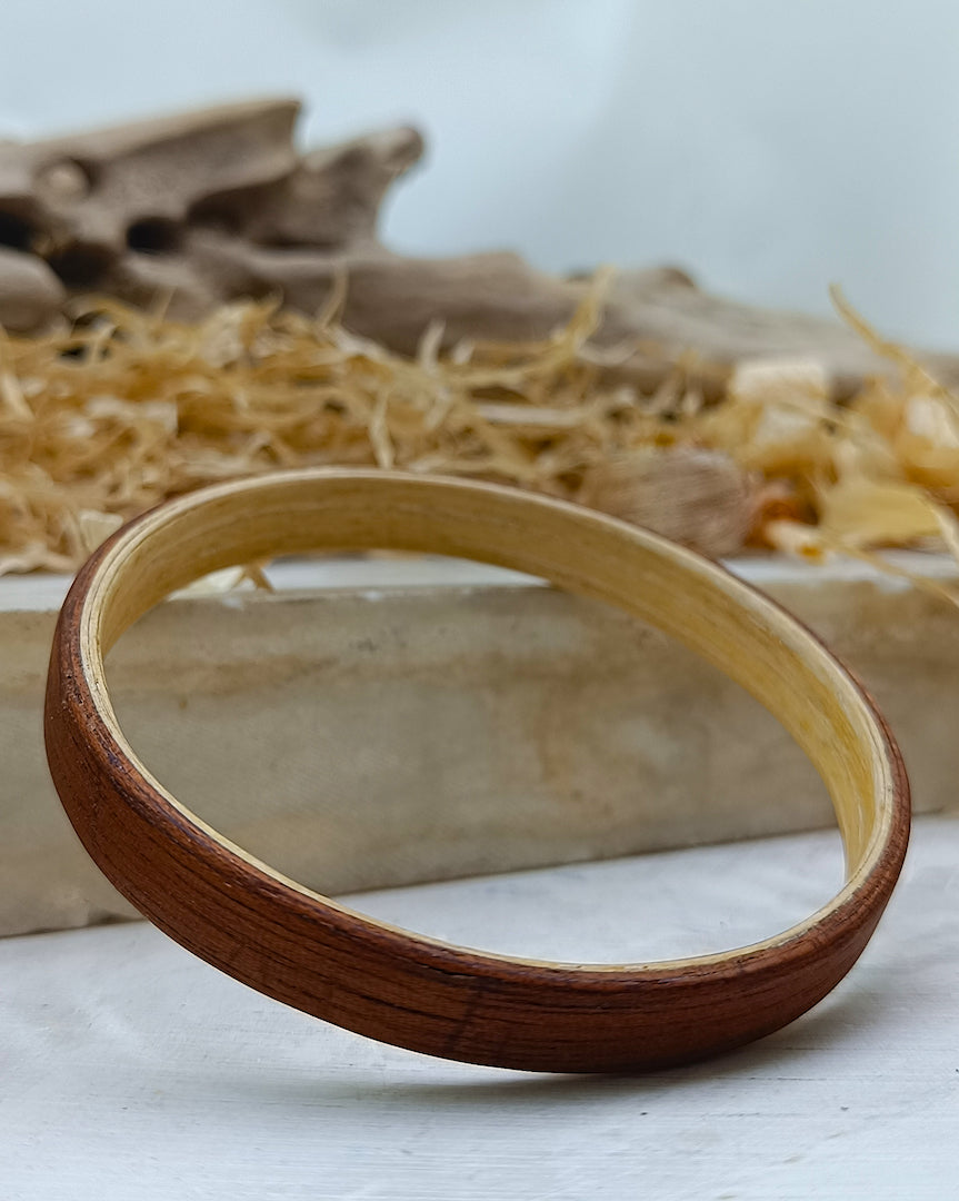 Wooden bented Bracel - The Teak & White Oak Bangle