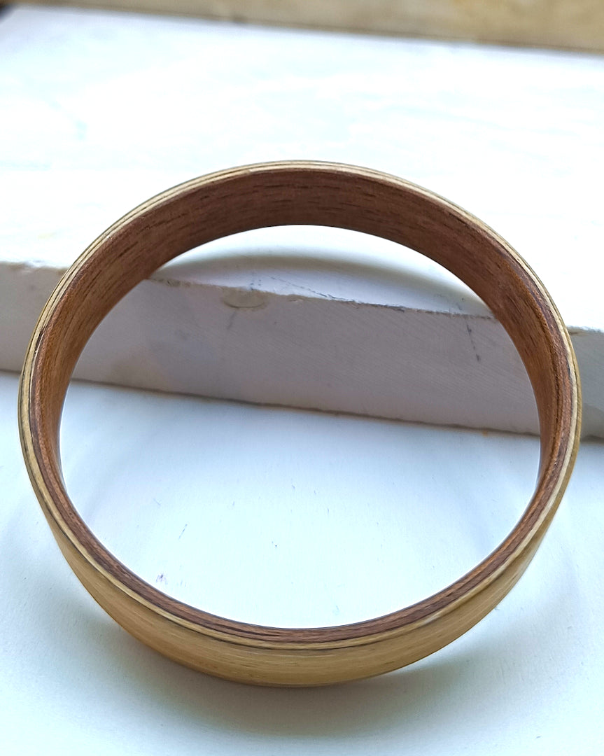 Wooden bented Bracel - The White Oak & Mahogany Bangle