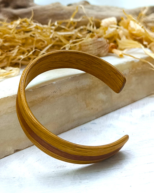 Wooden bented Bracel - The Oak Stripe Cuff