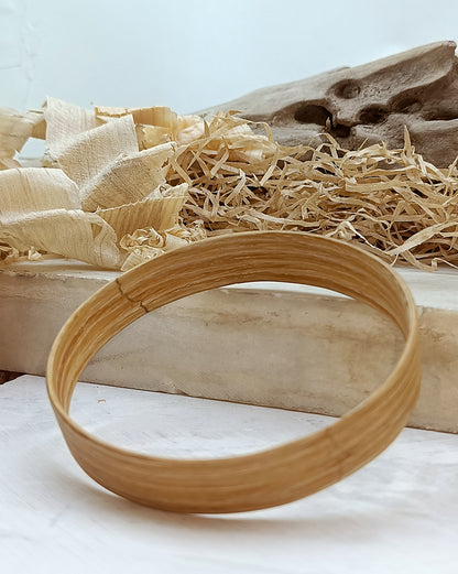 Wooden bented Bracel - The White Oak Wide Cuff