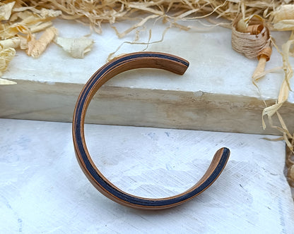 Wooden bented Bracel - The Mahogany & Ebony Sandwich Bangle