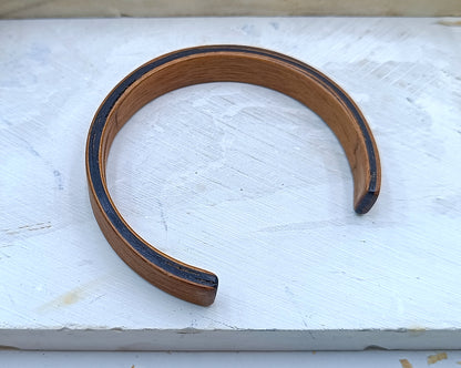 Wooden bented Bracel - The Mahogany & Ebony Sandwich Bangle