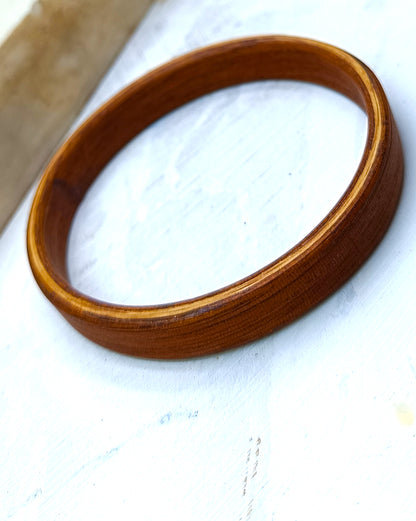 Wooden bented Bracel - The Teak & Oak Sandwich Cuff