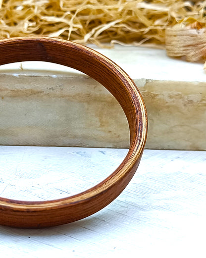 Wooden bented Bracel - The Teak & Oak Sandwich Cuff
