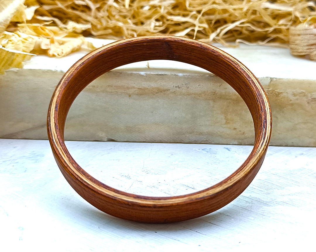 Wooden bented Bracel - The Teak & Oak Sandwich Cuff