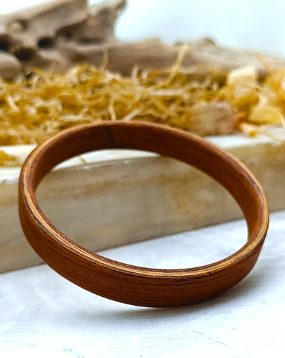 Wooden bented Bracel - The Teak & Oak Sandwich Cuff