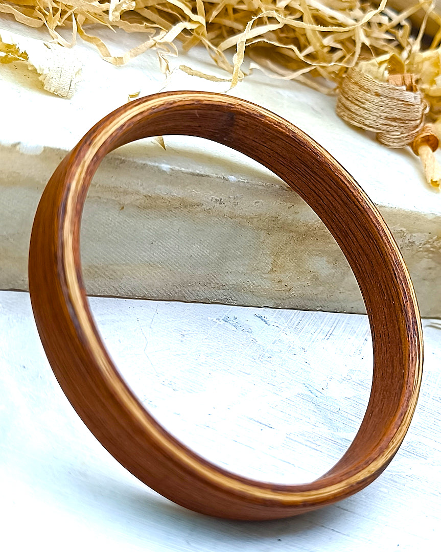 Wooden bented Bracel - The Teak & Oak Sandwich Cuff
