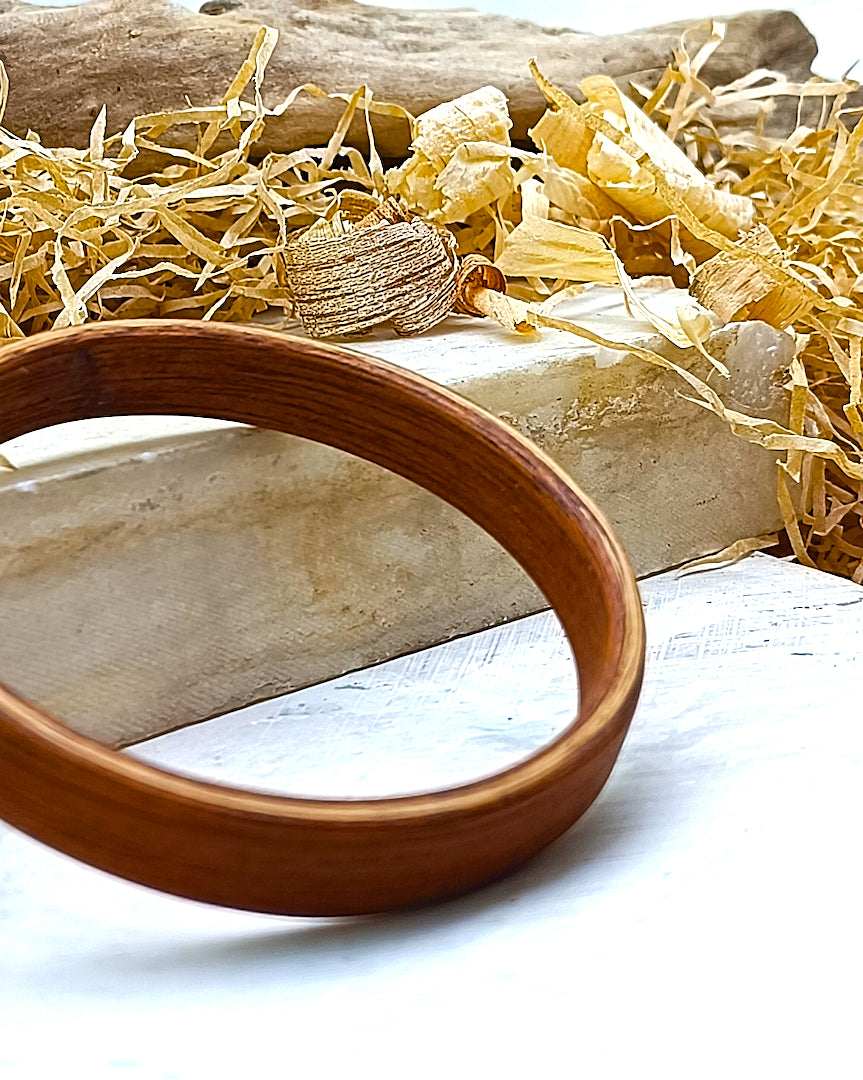 Wooden bented Bracel - The Teak & Oak Sandwich Cuff