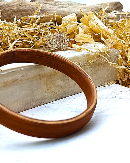 Wooden bented Bracel - The Teak & Oak Sandwich Cuff