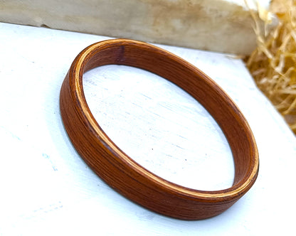 Wooden bented Bracel - The Teak & Oak Sandwich Cuff