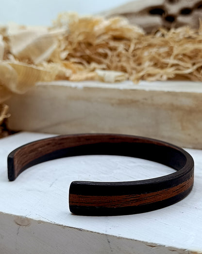 Wooden bented Bracel - The Ebony Stripe Cuff