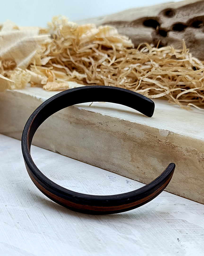 Wooden bented Bracel - The Ebony Stripe Cuff
