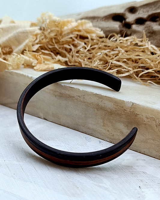 Wooden bented Bracel - The Ebony Stripe Cuff