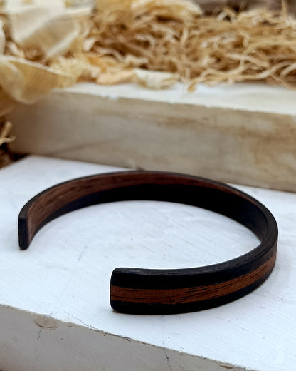 Wooden bented Bracel - The Ebony Stripe Cuff