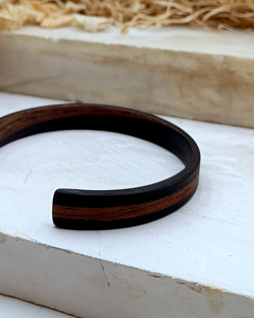 Wooden bented Bracel - The Ebony Stripe Cuff