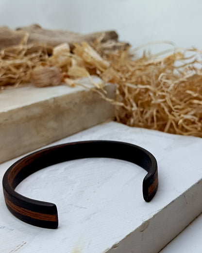 Wooden bented Bracel - The Ebony Stripe Cuff