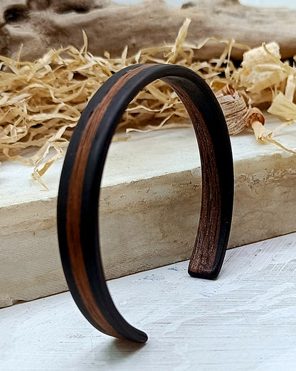 Wooden bented Bracel - The Ebony Stripe Cuff