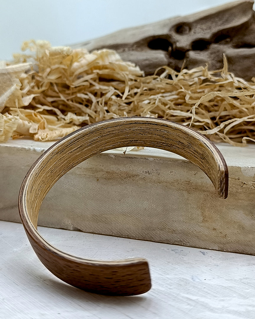 Wooden bented Bracel - The Mahogany & White Oak Cuff