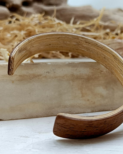 Wooden bented Bracel - The Mahogany & White Oak Cuff