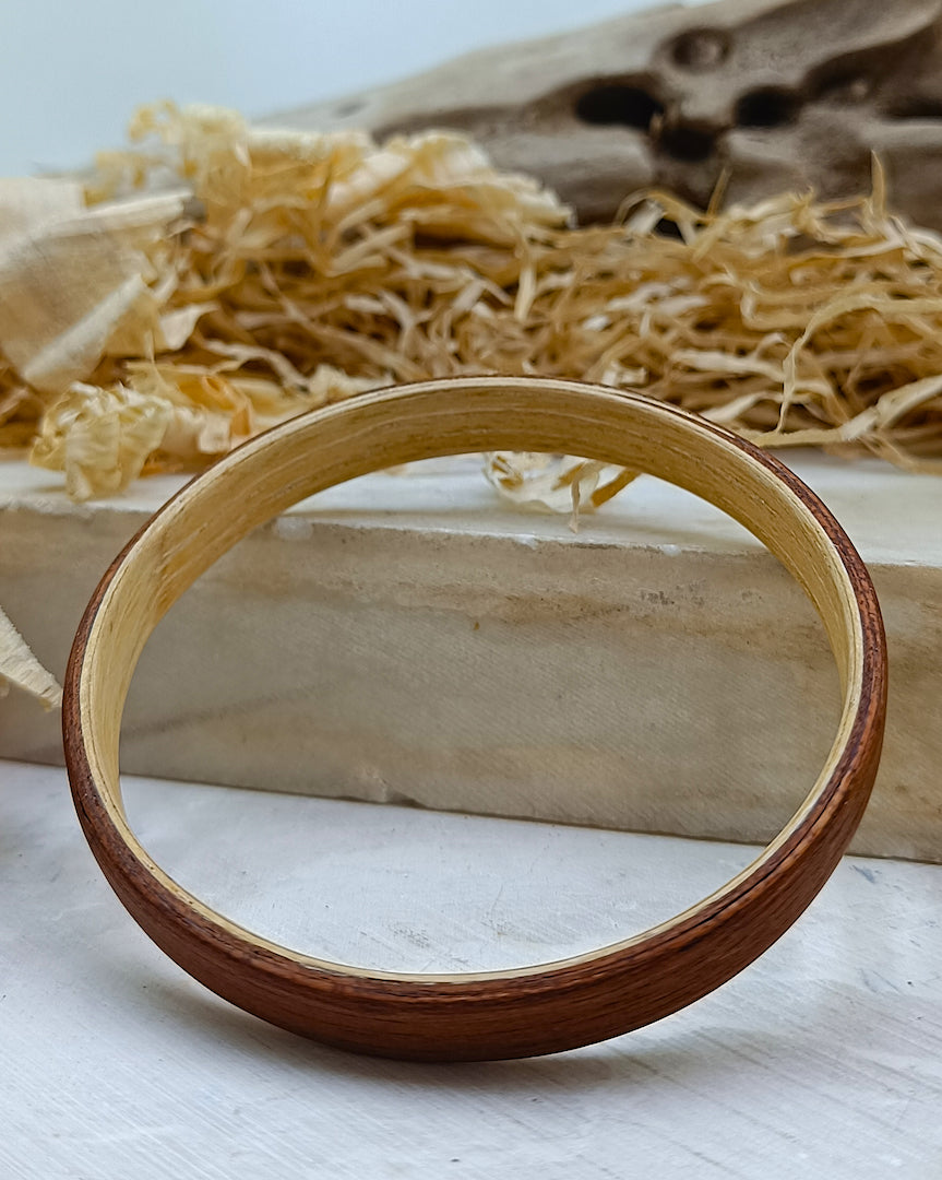 Wooden bented Bracel - The Teak & White Oak Bangle