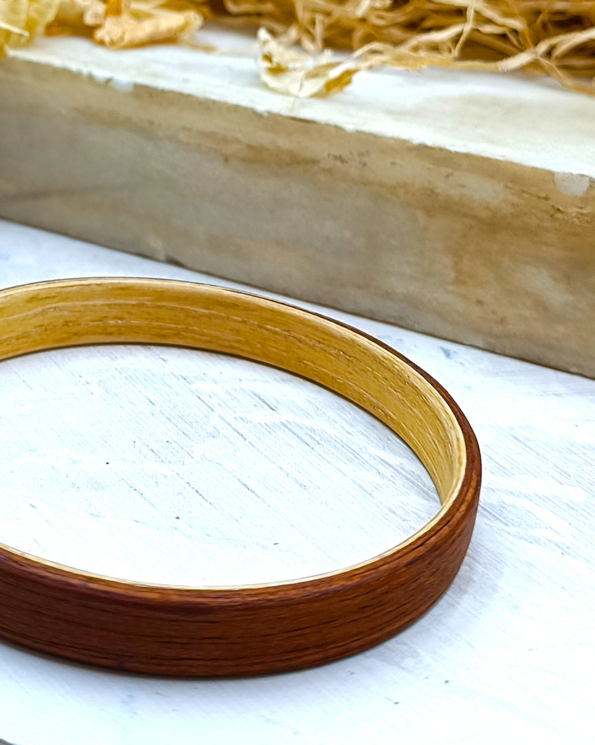 Wooden bented Bracel - The Teak & White Oak Bangle