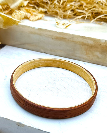 Wooden bented Bracel - The Teak & White Oak Bangle