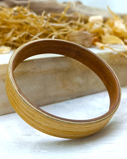 Wooden bented Bracel - The White Oak & Mahogany Bangle