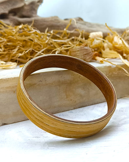 Wooden bented Bracel - The White Oak & Mahogany Bangle