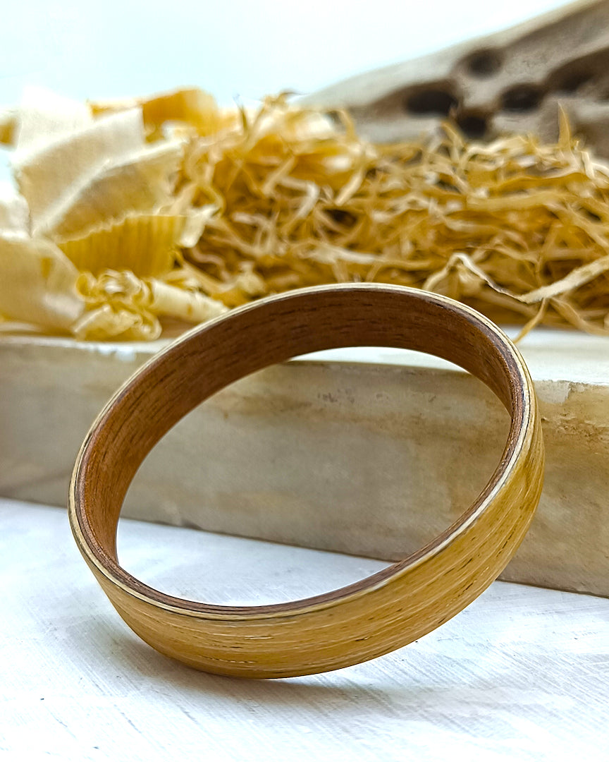 Wooden bented Bracel - The White Oak & Mahogany Bangle