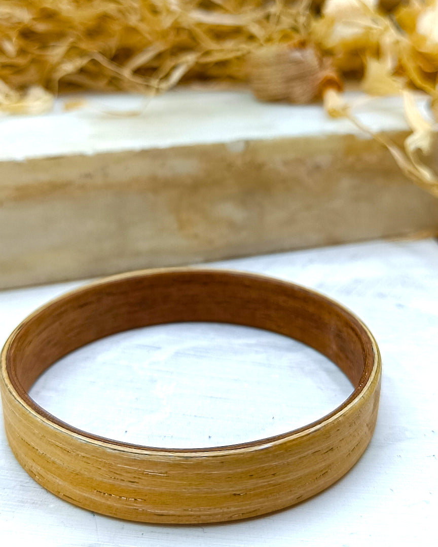 Wooden bented Bracel - The White Oak & Mahogany Bangle