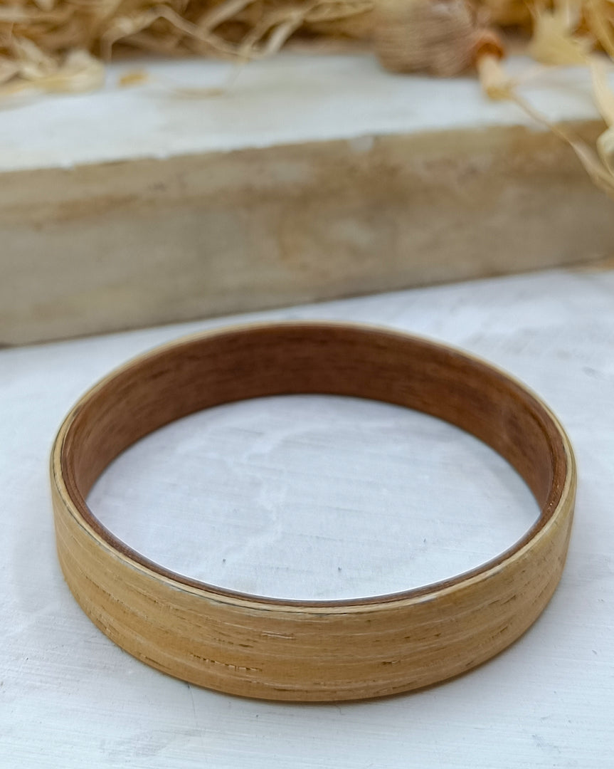 Wooden bented Bracel - The White Oak & Mahogany Bangle