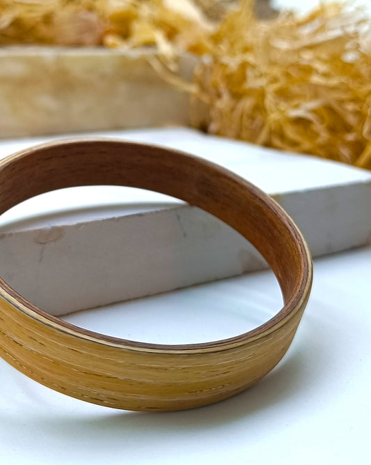 Wooden bented Bracel - The White Oak & Mahogany Bangle
