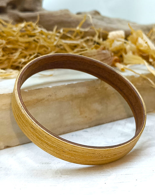 Wooden bented Bracel - The White Oak & Mahogany Grand Bangle