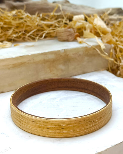 Wooden bented Bracel - The White Oak & Mahogany Grand Bangle
