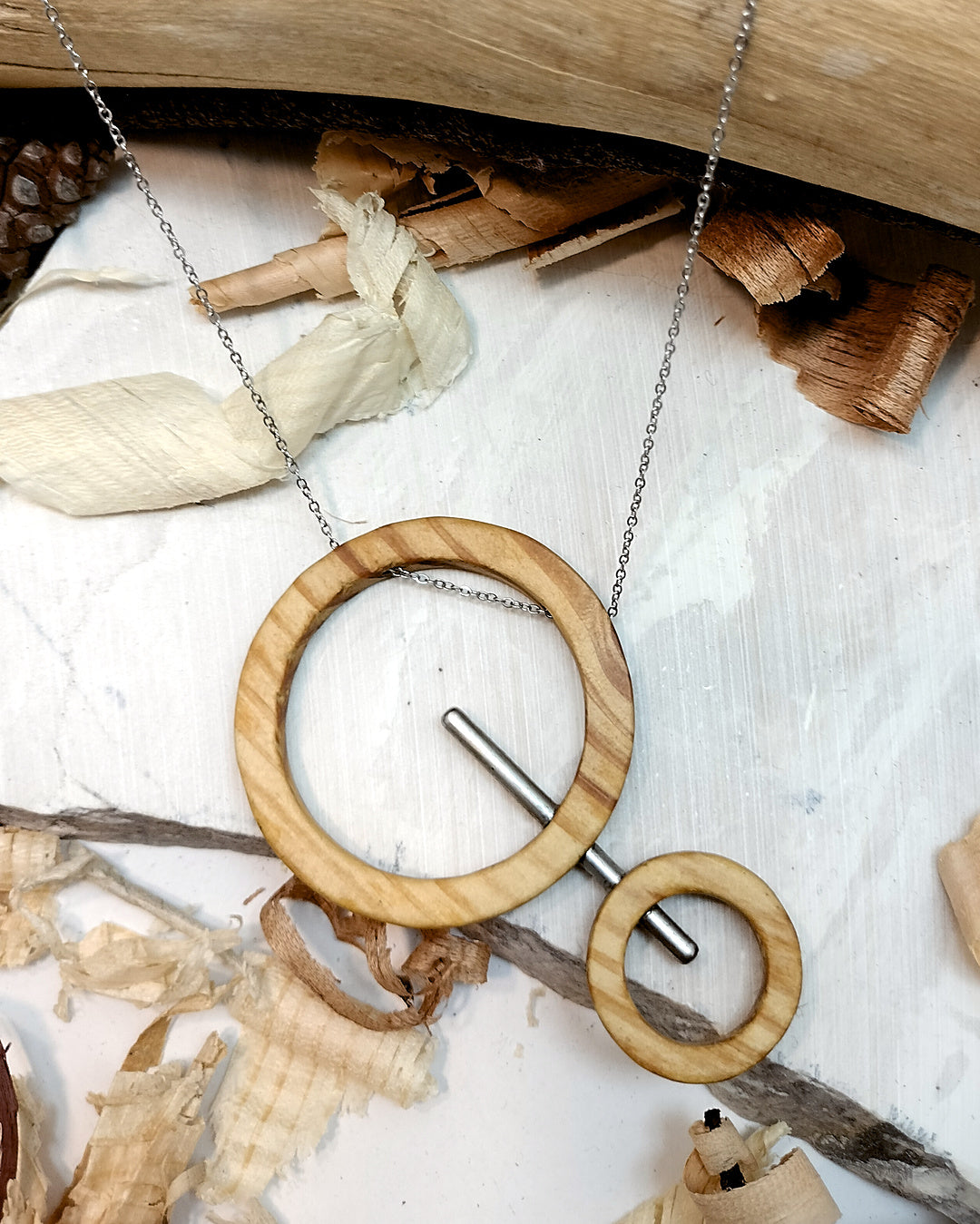 Wooden Necklace - The Double Orbit
